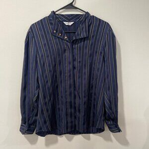 Vintage 80’s Navy Blue Blouse, Size M